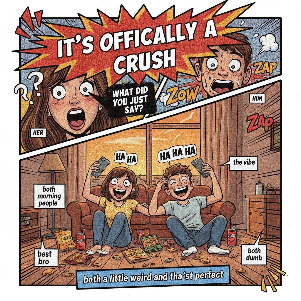Comic style meme card: It's Officially A Crush